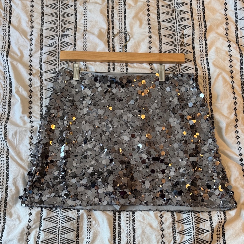 Abercrombie Silver Sequin Mini Skort